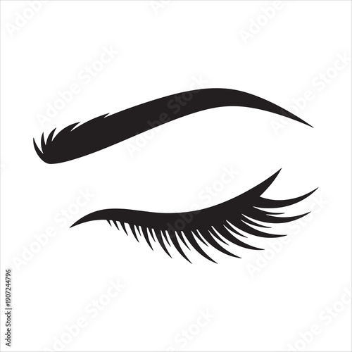 Beautiful Long Eyelashes and Eyebrow Vector Illustration - Minimalist Eye Makeup Icon