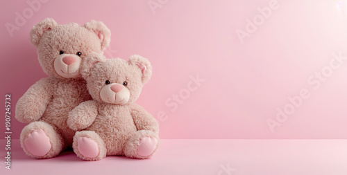 Cute 3D teddy bear couple symbolizing love and togetherness. Ideal for romantic branding, Valentine’s Day designs, and family concepts.