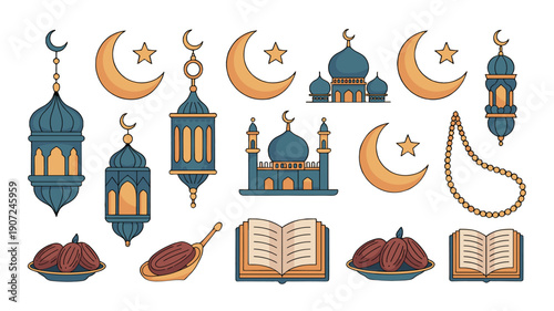 Elegant Islamic elements and symbols, perfect for designs.