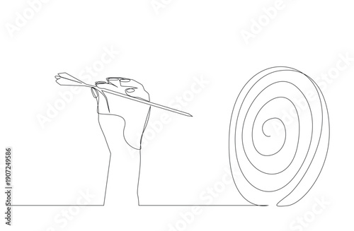 hand hold arrow dart aim goal target one line art vector