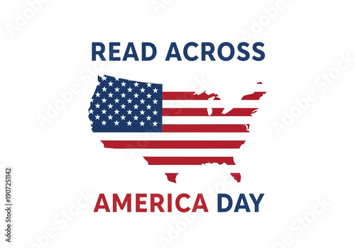 Read across america day graphic with us map and flag design