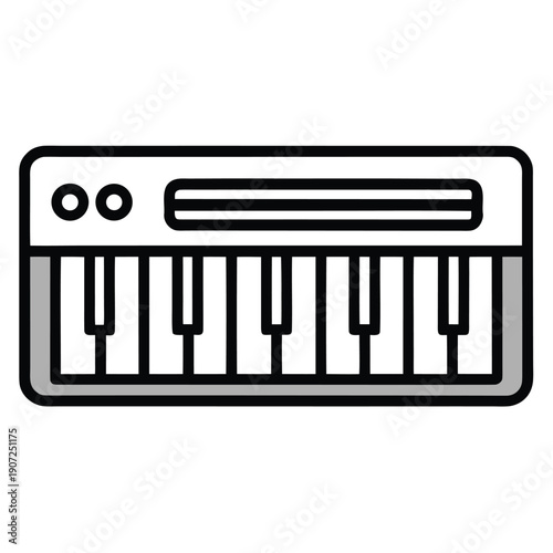 Piano Keyboard Line Icon – Music Instrument Outline Vector