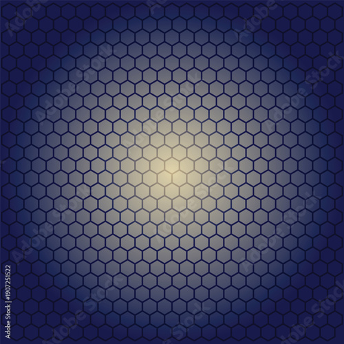 Dark blue hexagonal pattern with central light gradient, overlay effect for website or presentation background
