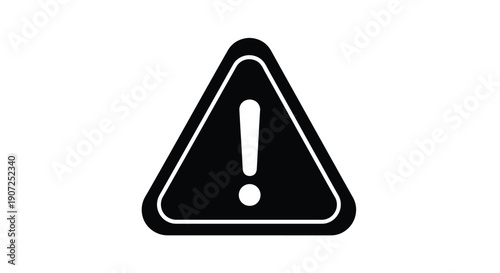 Black and white warning sign triangular shape with exclamation point
