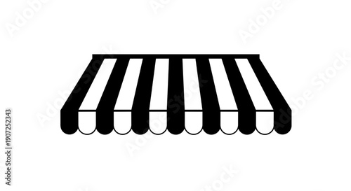 Classic black and white striped awning with scalloped edge a timeless exterior shade providing architectural detail and sun