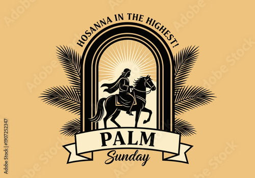 Palm sunday hosanna in the highest vintage style graphic