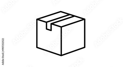 Simple line drawing of a closed cardboard box viewed from an angle
