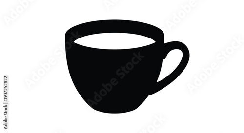 Simple black silhouette of a coffee cup with a handle