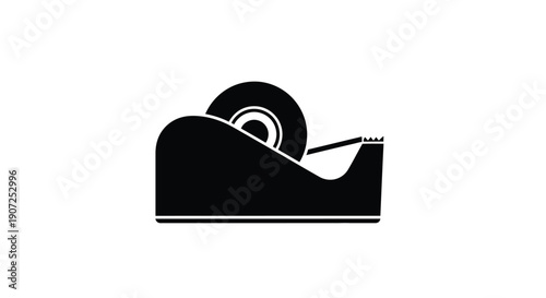 Black and white illustration of a tape dispenser on a white background
