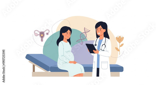 Compassionate medical consultation for a pregnant woman, with a female doctor providing essential prenatal care and health guidance for a healthy future