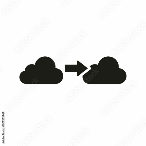 Cloud migration and data transfer concept with arrow