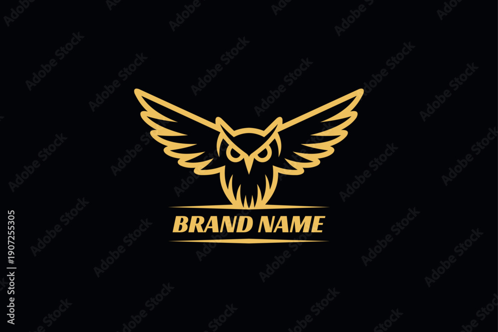 Obraz premium Luxury Owl Logo with Spread Wings Vector