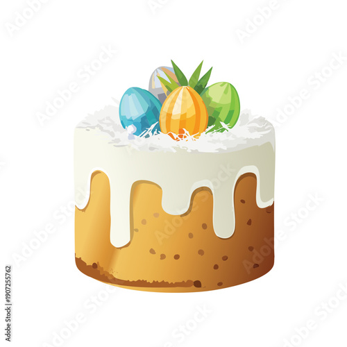 Easter Drip Cake with Chocolate Eggs Vector – Festive Spring Dessert Illustration