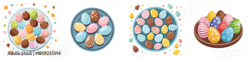 Easter Chocolate Eggs Vector Set – Colorful Spring Candy Illustration Collection