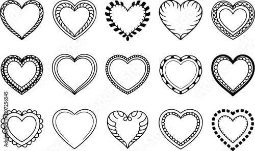 rnamental Heart Silhouette Bundle – Decorative Love Vector Set