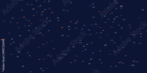 Festive confetti background with small sprayed colourful particles. Irregular vector spots and dots texture with line arches.