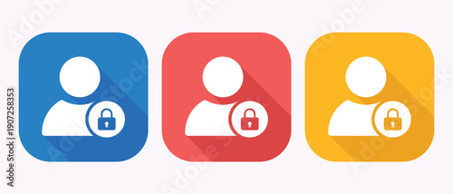 Colorful user profile icons with padlock symbols for security user authentication