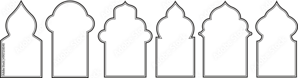 Fototapeta premium Ornamental Islamic Arch Collection and Arabic Doorway Frames Set