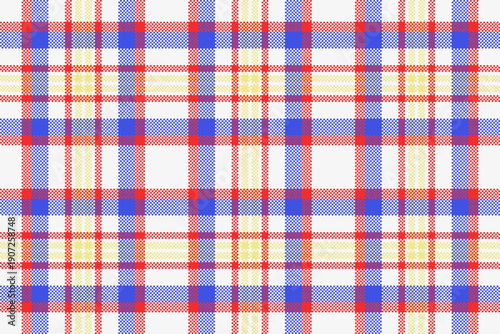 Retro seamless textile check, genuine vector plaid texture. Rug background fabric pattern tartan in white and blue colors.