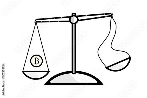 Law scale icon, justice sign, balance scale and sign bitcoin