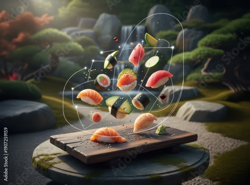 A plate of sushi with a variety of different types of sushi on it