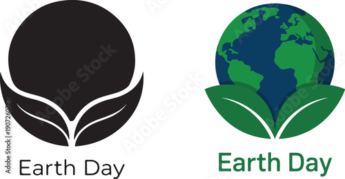 Earth Day vector illustration with globe and leaves for environmental theme