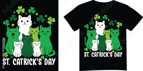 St catricks day cute cats and shamrocks t shirt