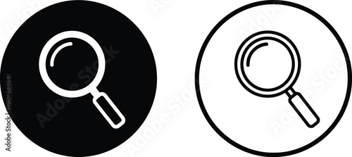 Black and White Magnifying Glass Representing Search and Discovery symbol tool