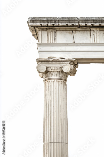 Classical Ionic Column Detail Isolated on White