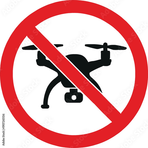 No drone flying allowed sign with red circle and line