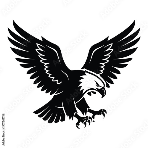 Black eagle silhouette with outstretched wings and talons extended bird silhouette de