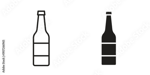 Beer Bottle Icon. Outline and flat icons collection. EPS10