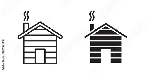 Cabin icon. Outline and flat icons collection. EPS10