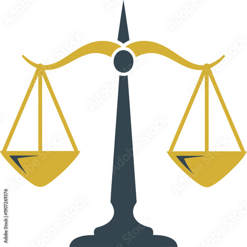 Classic golden scales symbolizing balance and justice on a dark pedestal Vector