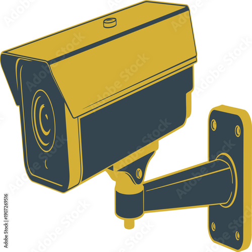 Surveillance camera mounted on a wall with infrared capabilities for night vision Vector