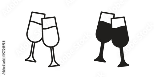 Champagne Glass icon. Outline and flat icons collection. EPS10