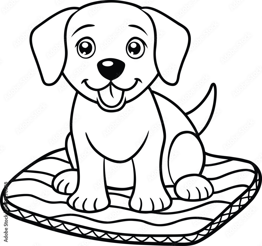 Obraz premium Cartoon dog sitting on a dog bed toy