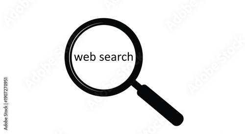 Black and white image of a magnifying glass over the words web search