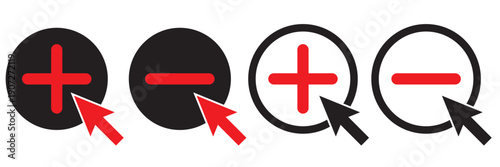plus and minus circular element icon vector illustration. green plus and red minus icon. add and remove round button icons. positive and negative sign symbol. pros and cons icon.