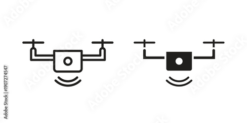 Drone icon. Outline and flat icons collection. EPS10