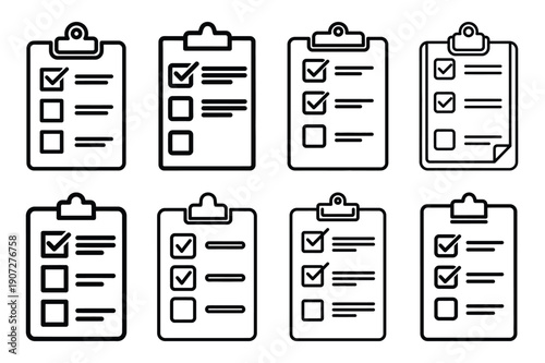 love romantic checklist black and white valentines day silhouette icons set