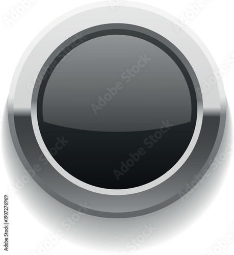 Free Download Round metal frame button. Black plastic surface element - GFXLoad