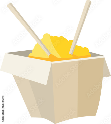 Asian fast food in paper box cartoon icon