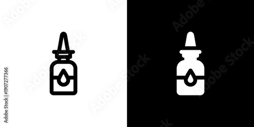 Nasal Spray icon concept with flat Black White Background. Vector illustration.