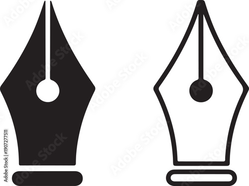Fountain pen nibs vector icon, fountain nib pen tip, fountain pen, fountain pen silhouette isolated on white background