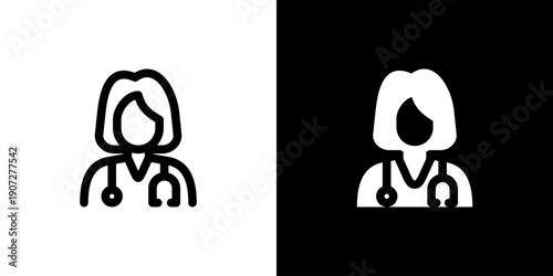 Doctor icon concept with flat Black White Background. Vector illustration.
