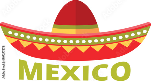 Sombrero logo. Cartoon traditional mexican hat emblem