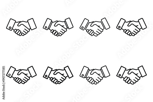 romantic love handshake black and white valentines day silhouette icons set