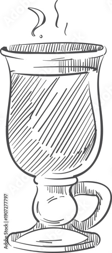 Mulled wine hand drawn icon. Hot alcohol beverage