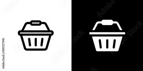 Cart icon concept with flat Black White Background. Vector illustration.